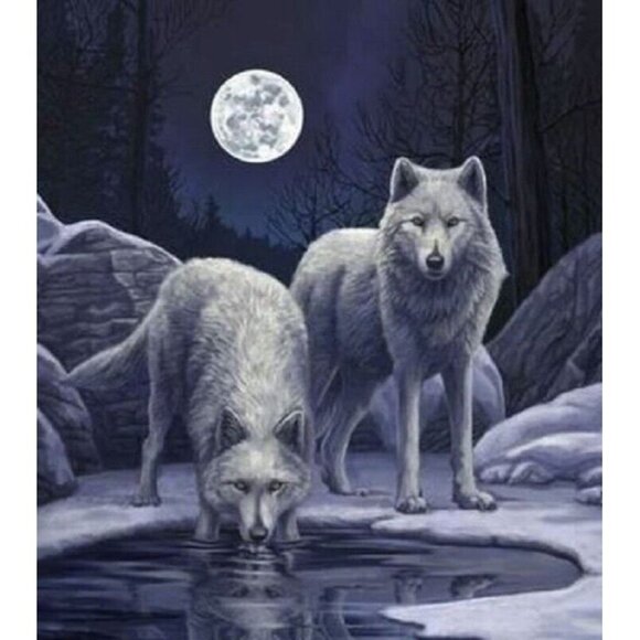 New Winter Wolf Wolves At Lake Plush Throw Gift Blanket Sherpa Lisa Parker SOFT - Picture 1 of 4